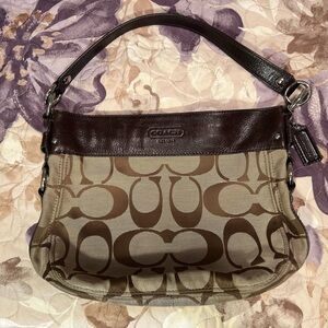 Coach Brown & Tan Signature Logo Shoulder Bag